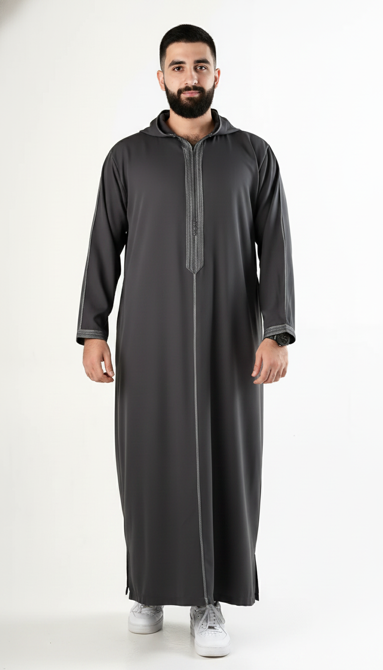 Moroccan Thobe - Dark Gray