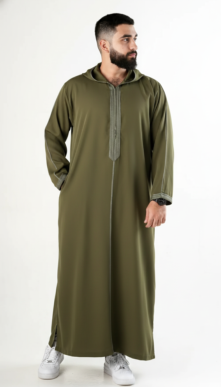 Moroccan Thobe - Dark Green