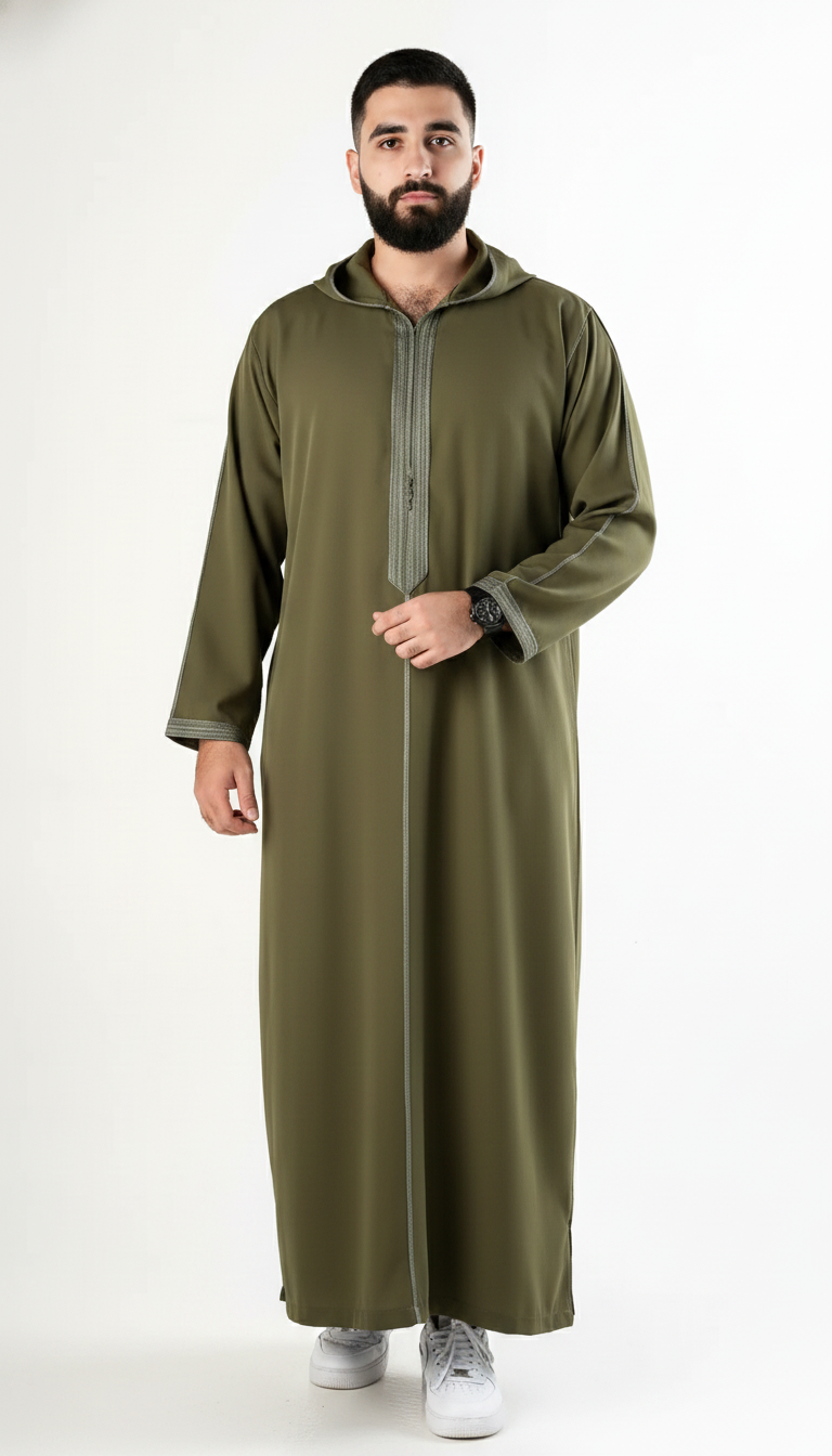 Moroccan Thobe - Dark Green