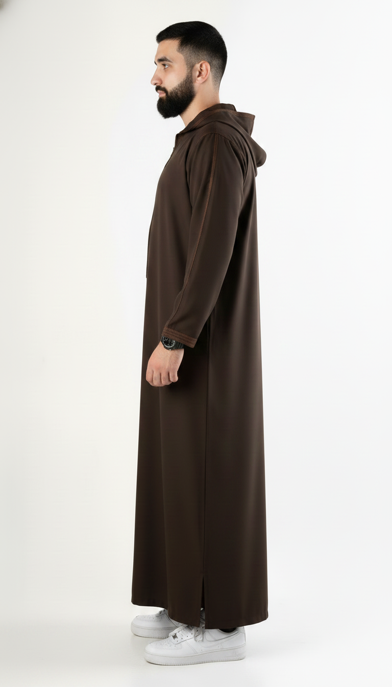 Moroccan Thobe - Dark Brown
