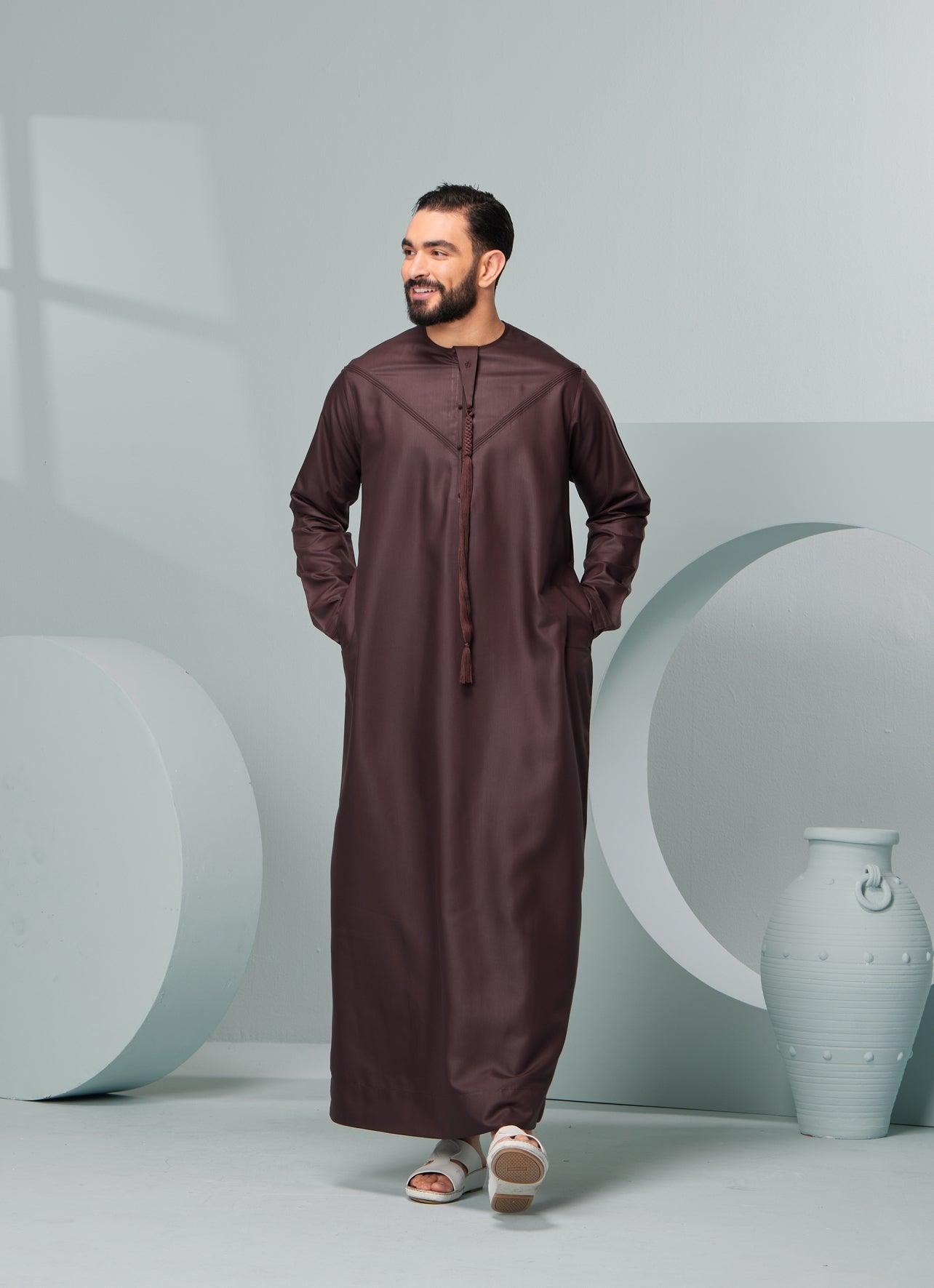 Premium Emirati Brown Thobe - Traditional Islamic Menswear