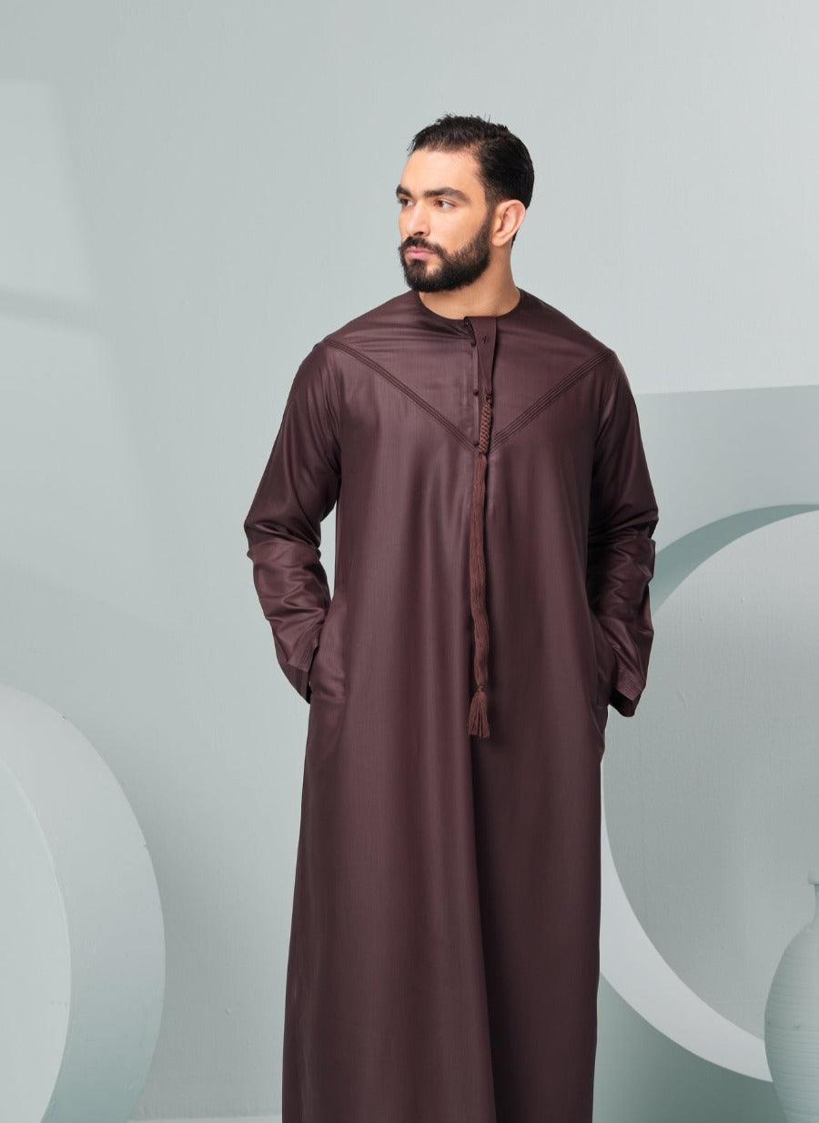 Premium Emirati Brown Thobe - Traditional Islamic Menswear