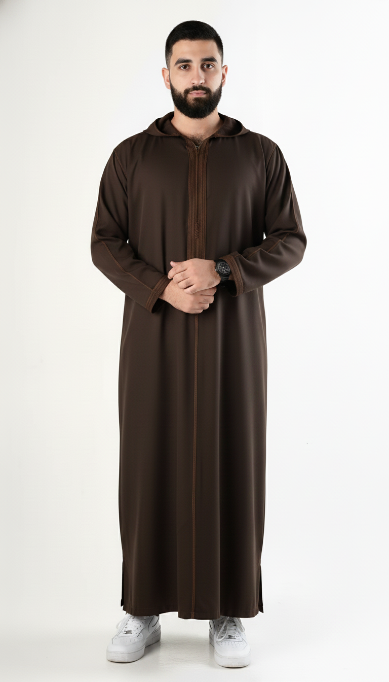 Moroccan Thobe - Dark Brown
